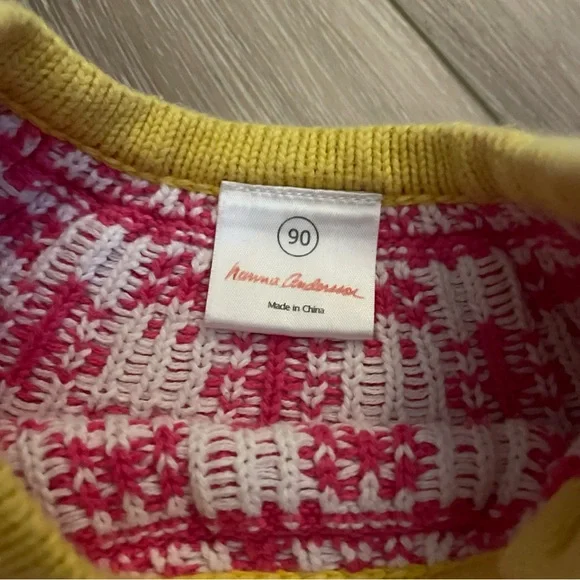 Hanna Andersson Girl’s Size 3 Pink Yellow & White Striped Sweater Dress - Picture 6 of 11